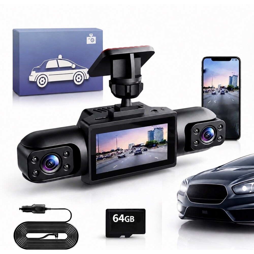 4 Channel Dash Cam Recorder 360° Car Camera DVR Vehicle Video 4 Sides 64GB Loop